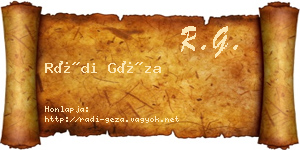 Rádi Géza névjegykártya